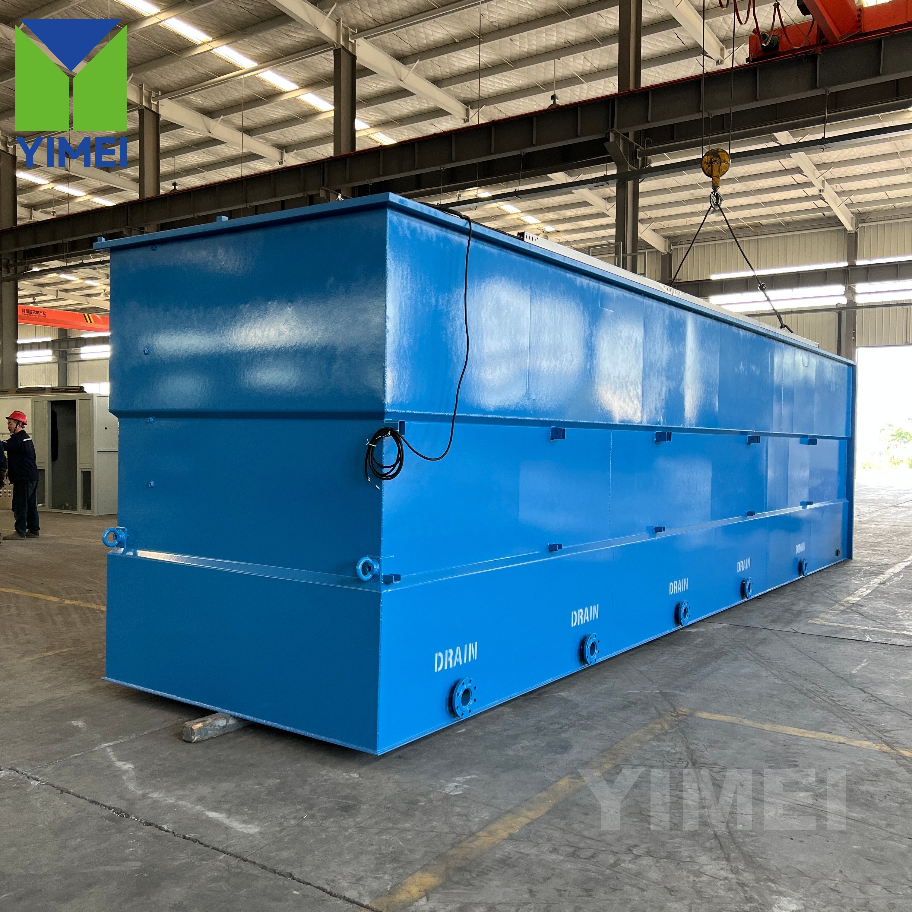 Blue integrated wastewater treatment system with MBBR and biofilm media